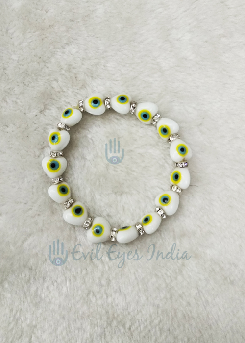 Genuine Evil Eye Heart Beads Bracelet