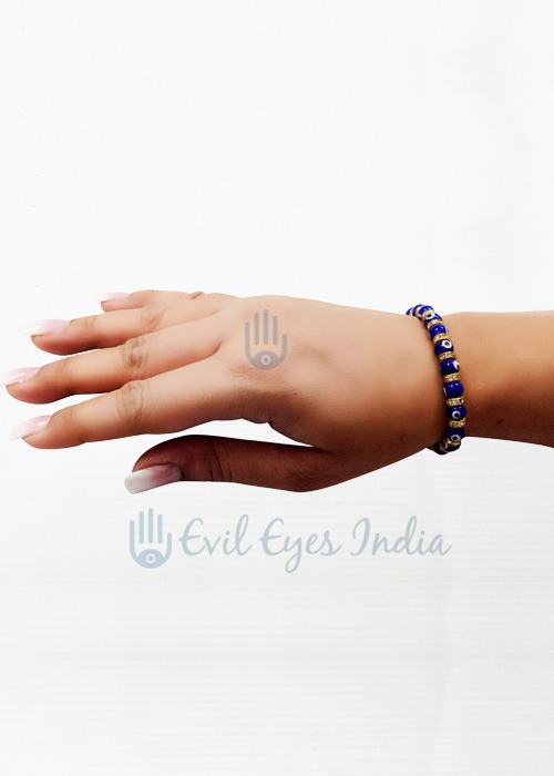 Evil Eyes Bracelet with Golden Zircons