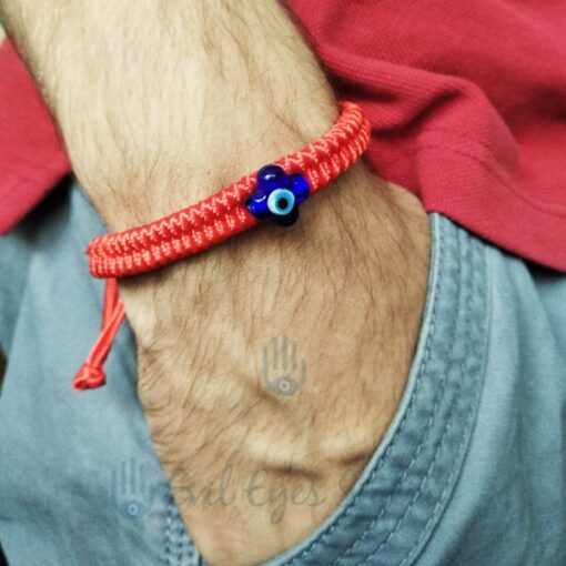 Red String with Petal Evil Eye Bead