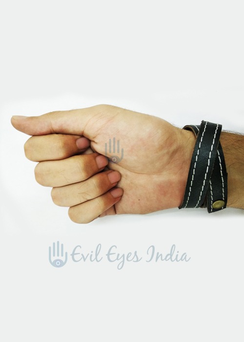 Evil Eye Bead Leather Bracelet