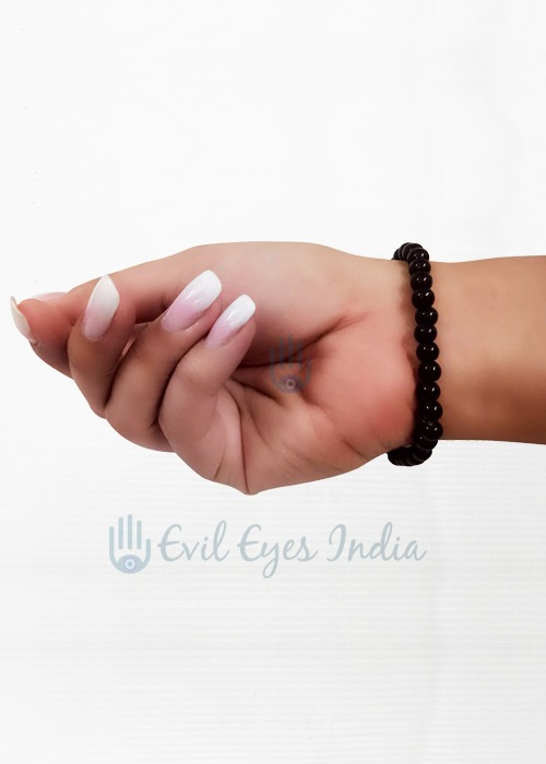 Black Evil Eye Bracelet with Square Bead