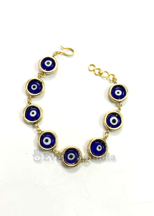 Evil Eye Bracelet with Authentic Blue Beads in Rings