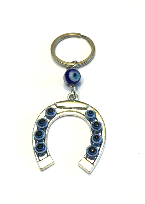 Horse Shoe Evil Eye Keychain