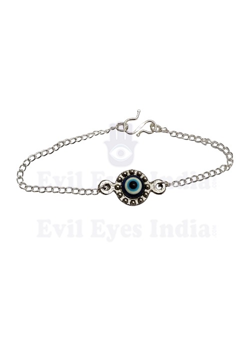 Evil Eye Bracelet in Silver colored Chain