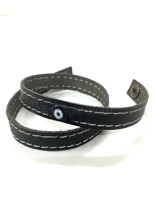 Evil Eye Bead Leather Bracelet