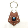 Leather Evil Eye Keychain Brown