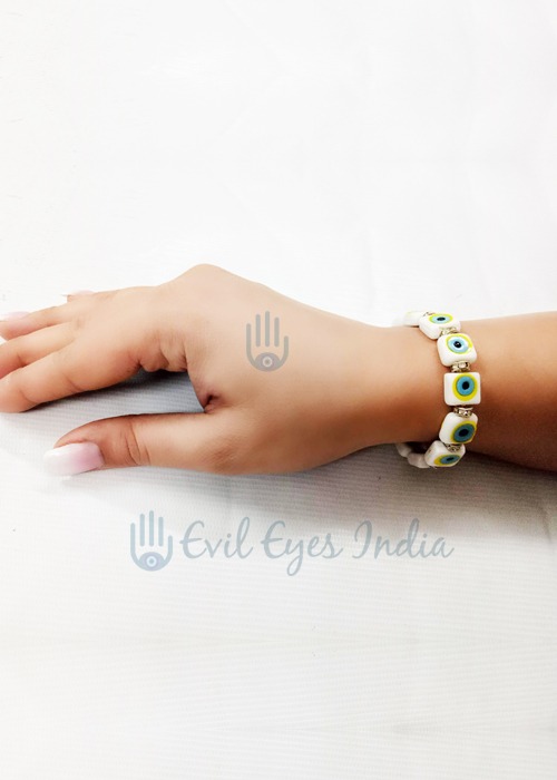 Evil Eye Bracelet – White