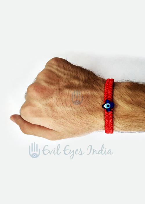 Red String with Petal Evil Eye Bead