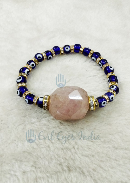 Evil Eye Bracelet with Rose Quartz