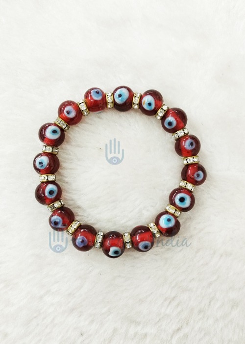 Evil Eye Bracelet – Red Courage Beads with Zircon