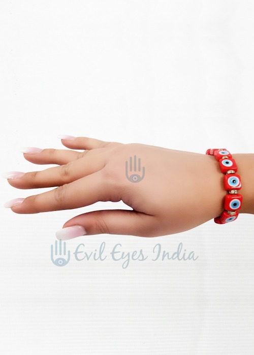 Red Evil Eyes Bracelet for Courage & Protection