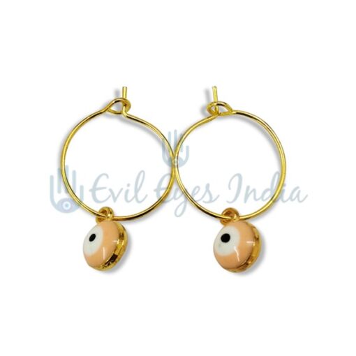 Peach Color Evil Eye Drop Earring