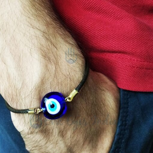 Evil Eye Bracelet with Leather String