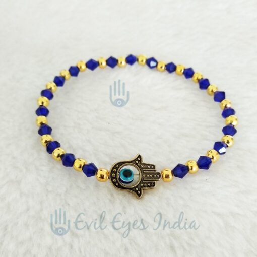 Hamsa Hand Evil Eye Bracelet With Crystals