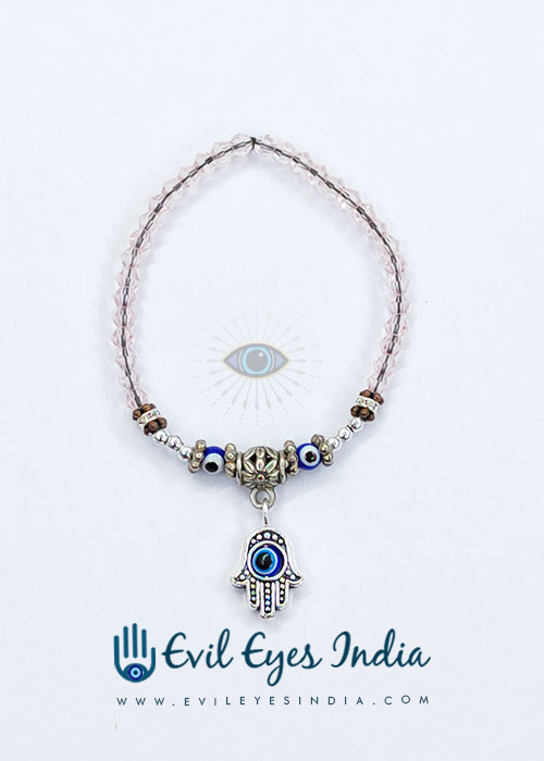 Delicate Evil Eye Bracelet With Hamsa hand Drop