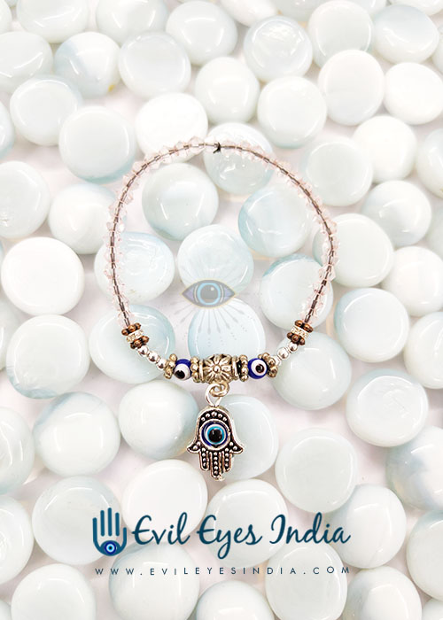 Delicate Evil Eye Bracelet With Hamsa hand Drop