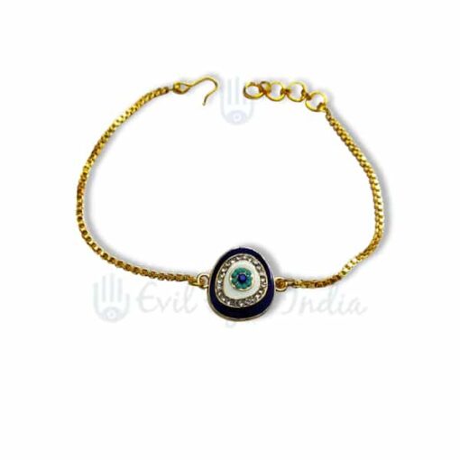 Metallic Evil Eye With 24 Karat Gold Plated Chain