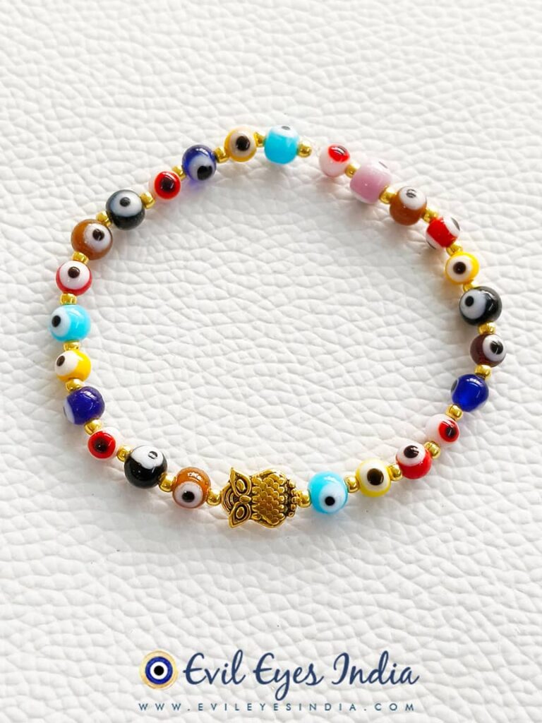 Education Luck Owl With Evil Eye Bracelet