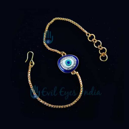 Metallic Evil Eye With 24 Karat Gold Plated Chain