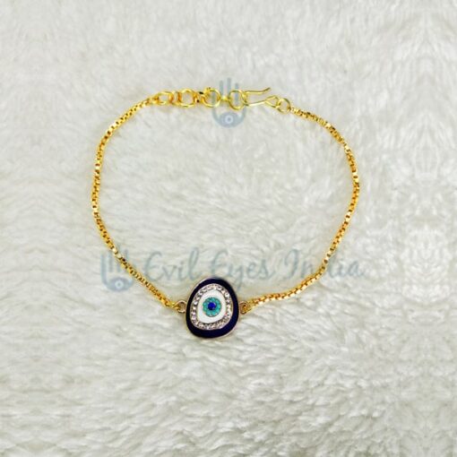 Metallic Evil Eye With 24 Karat Gold Plated Chain