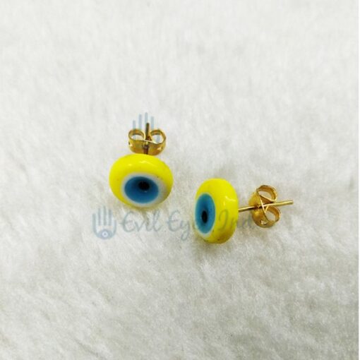 Yellow Evil Eye Stud Earrings