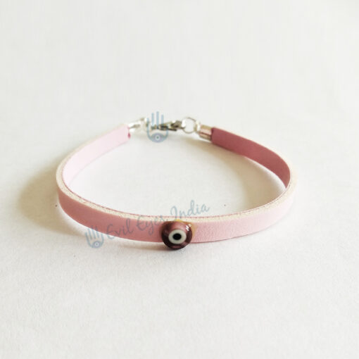 Pretty Pink Tiny Evil Eye Leather bracelet