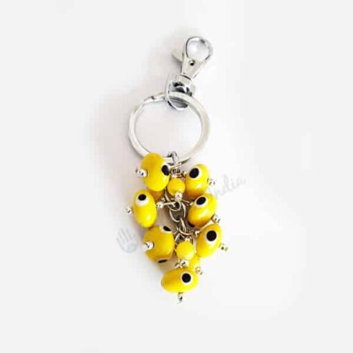 Yellow Beads Evil Eye Keychain