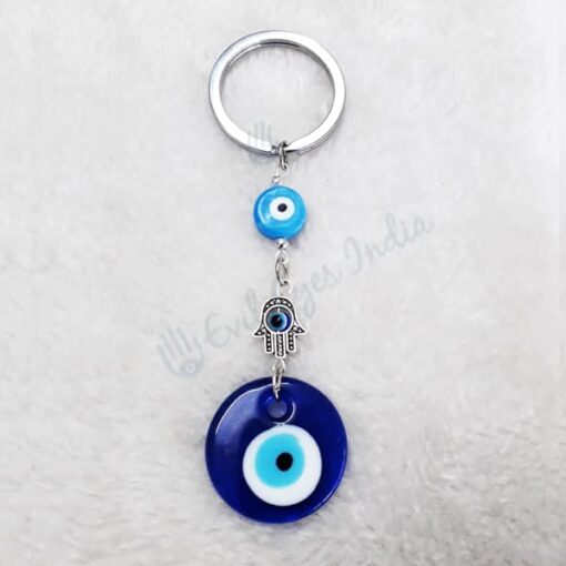 Evil Eye Keychain With Hamsa Hand For Protection And Good Luck