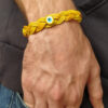 Bracelet Leather Evil Eyes Yellow