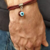 Bracelet Leather Evil Eyes