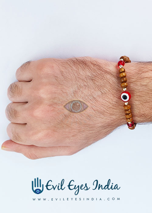 Evil Eyes Bracelet with Wooden Beads