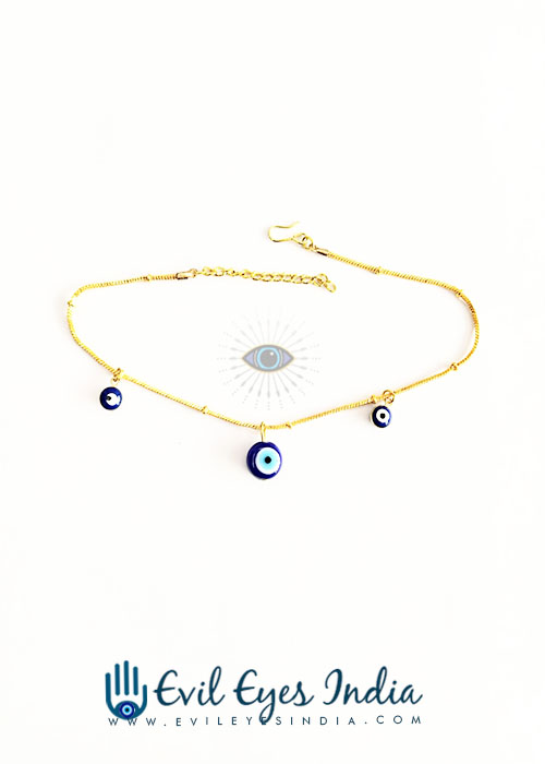 Golden Colored Classic Evil Eye Anklet