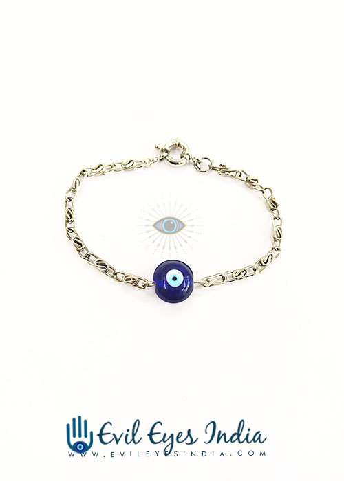 Evil Eye Bracelet With Oxidized Silver Chain