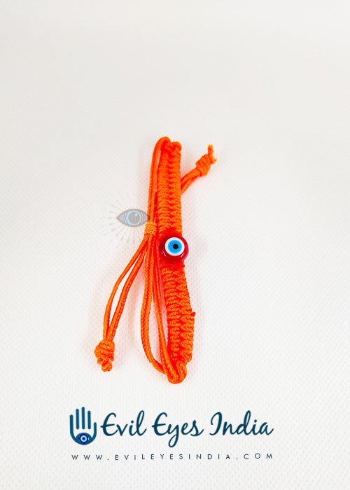 Orange String with Evil Eye Bead Bracelet