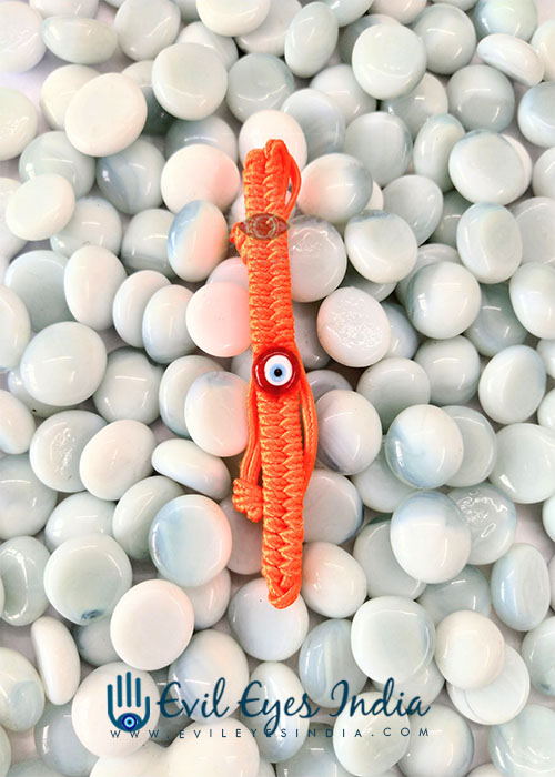 Orange String with Evil Eye Bead Bracelet