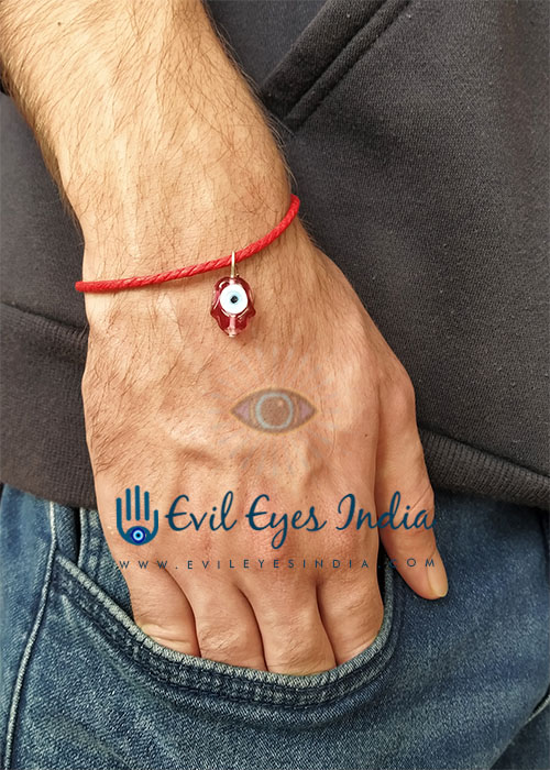 Hamsa Hand Evil Eye Bracelet Maroon