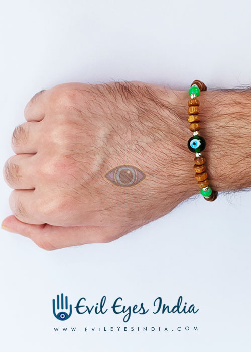 Green Bead Evil Eye Bracelet