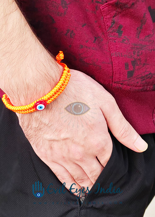 Orange String with Evil Eye Bead Bracelet