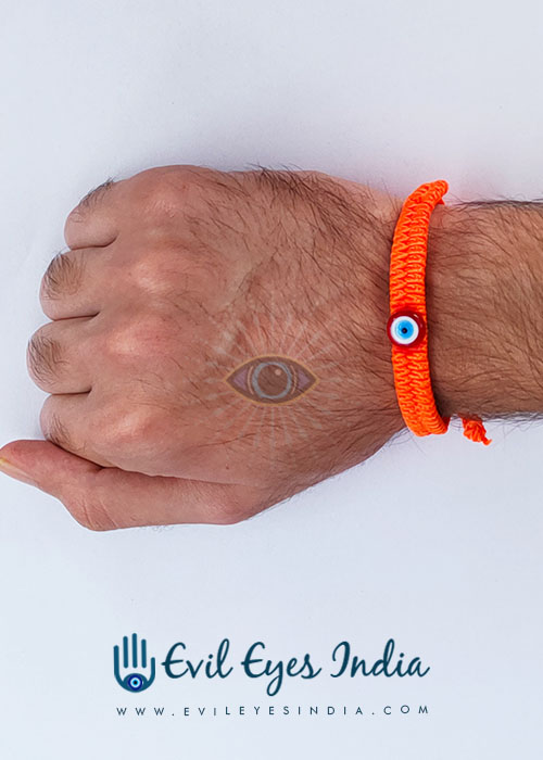 Orange String with Evil Eye Bead Bracelet