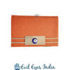 Leather Visiting Card Holder With Evil Eye-Brown
