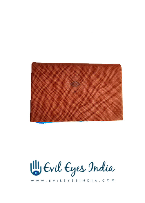 Leather Visiting Card Holder With Evil Eye