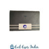 Leather Visiting Card Holder With Evil Eye -Black