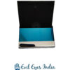 Leather Visiting Card Holder With Evil Eye -Black