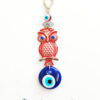 Good Luck Evil Eye Owl Hanging For Wisdom And Protection- Red