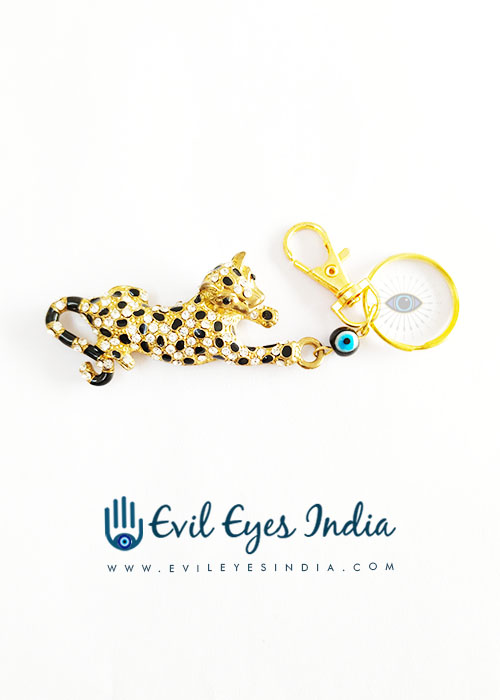 Oxidized Leopard Evil Eye Keychain