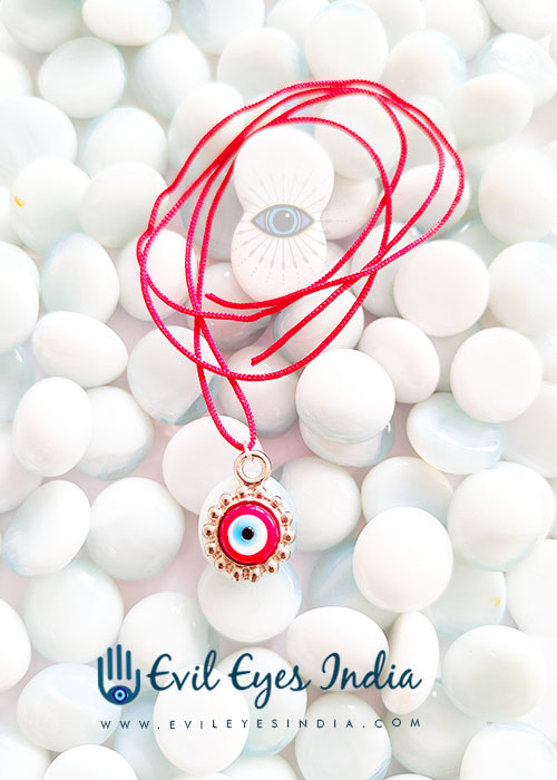 Oxidized Evil Eye Pendant- Red