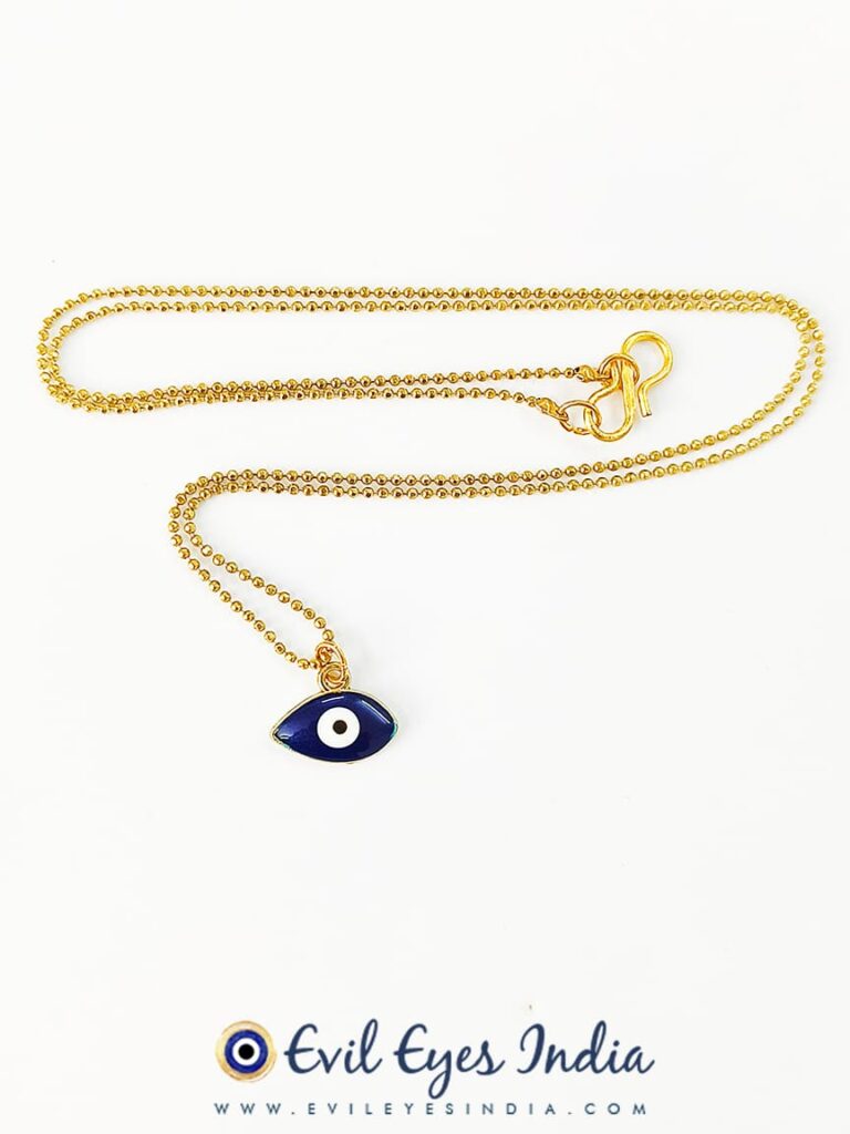 Delicate Evil Eye Pendant For Protection In Oxidised Chain