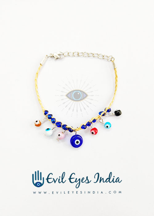 Multicolored Evil Eye String Bracelet