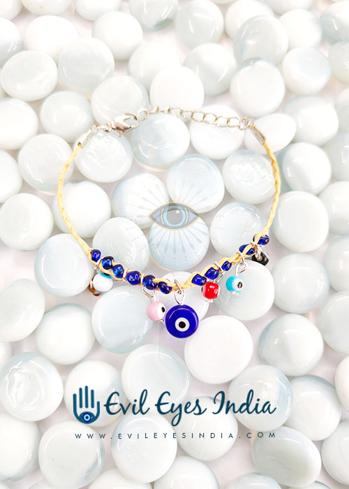 Multicolored Evil Eye String Bracelet