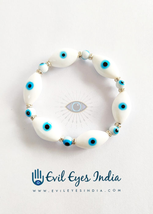 White Evil Eye Bracelet For Peace And Protection